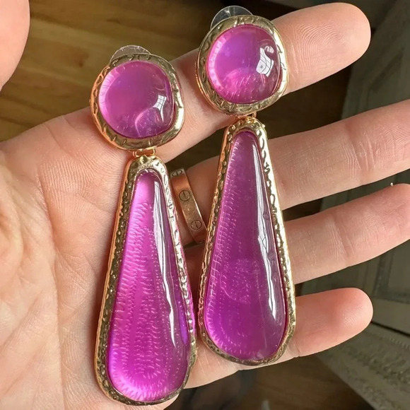Zara Selena Gomez Gold Purple Resin Earrings - Picture 6 of 9